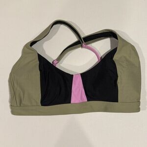 Prana Womens Tulum Bikini Top Black Color Block M Summer Beach Vacation Resort